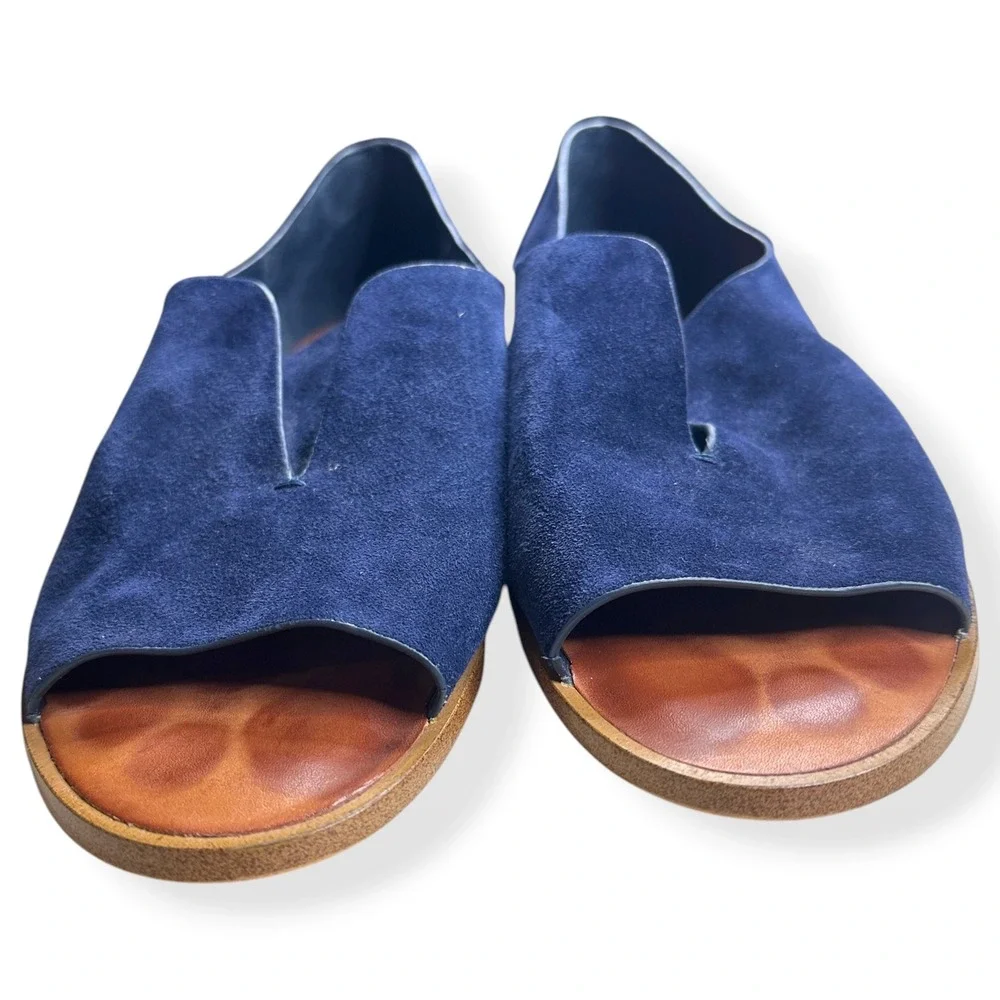 1.STATE Cassidee Sandals Suede Navy Blue Peep Toe Minimalist Women‎ 8.5M